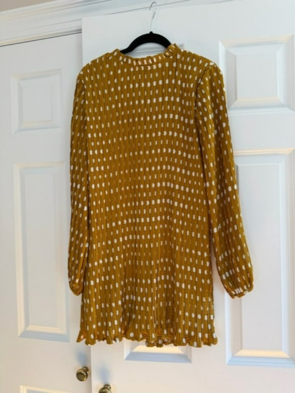 Lulu's Mustard Polka Dot Long Sleeve Mini Dress